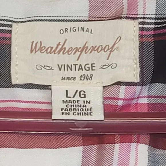 Original Weatherproof Vintage Womens Black Plaid Long Sleeve Button Up Shirt L - Picture 2 of 11
